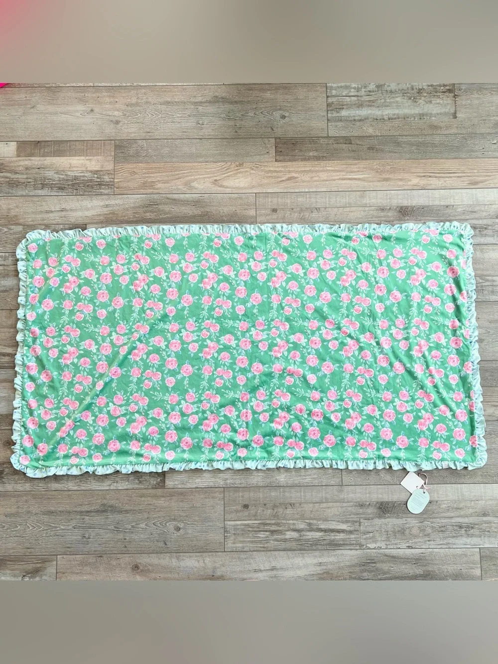 NWT SweetHoney Ruffled Beach Blanket- Aqua Spring Floral